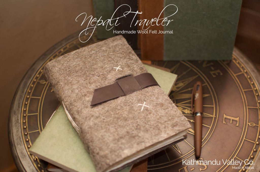 Nepali Traveler Natural Wool Felt Journal - Kathmandu Valley Co.