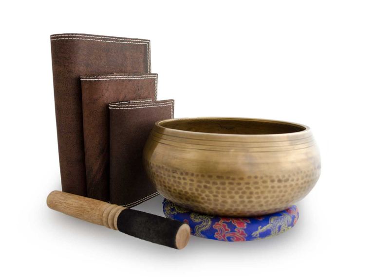Nepali Recorder Journal with Tibetan Singing Bowl