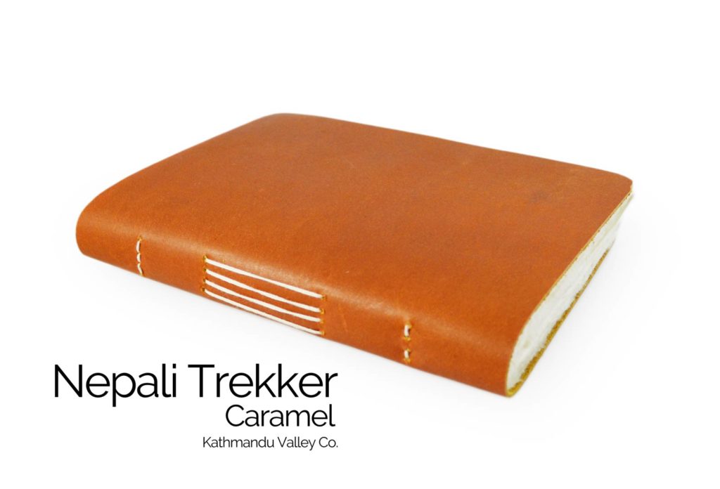 Nepali Trekker Rustic Leather Journal - with Lokta Paper Caramel Color