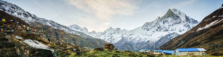 View of the Himalayan peak Fish Tail from Annapurna Base Camp Nepal