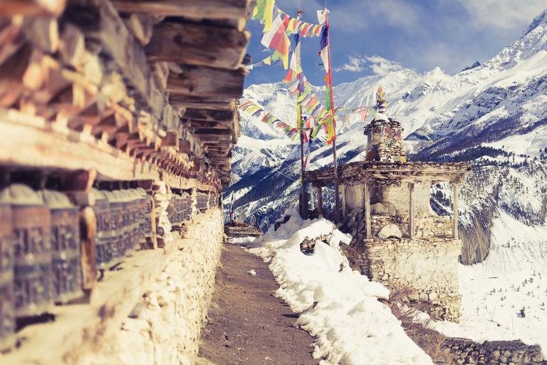 Nepal Prayer Wheels in Himalayan Mountains