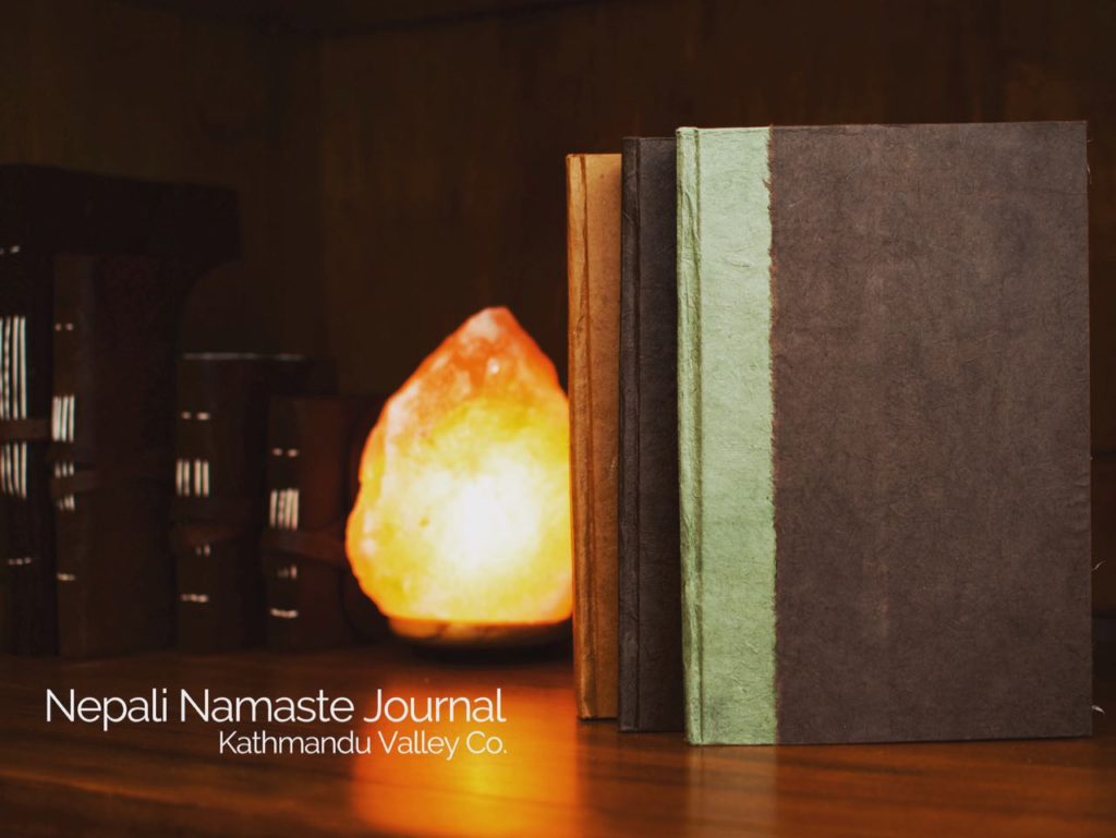 Nepali Namaste 6x9 inch vegetable-dyed journals by Kathmnadu Valley Co.