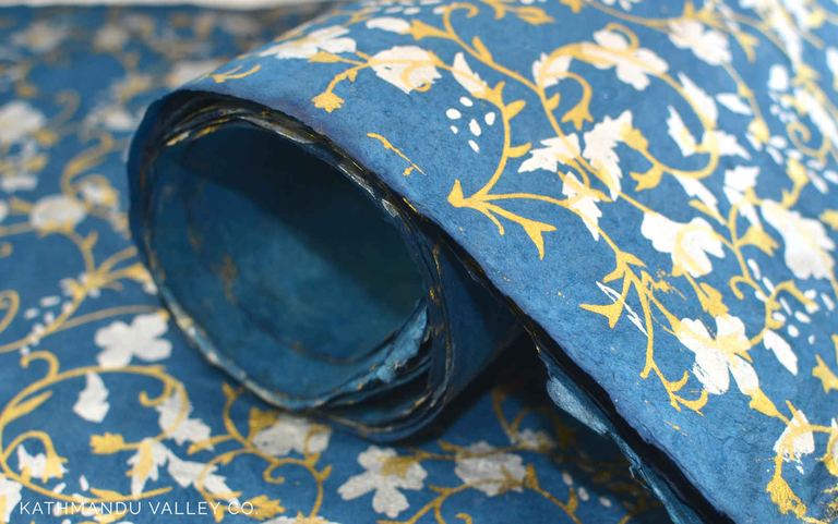 Natural Lokta Paper - Midnight Blossom