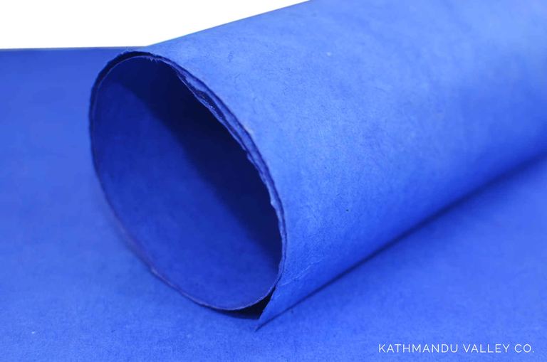 Royal Solid Blue Handmade Lokta Wrapping Paper by Kathmandu Valley Co.