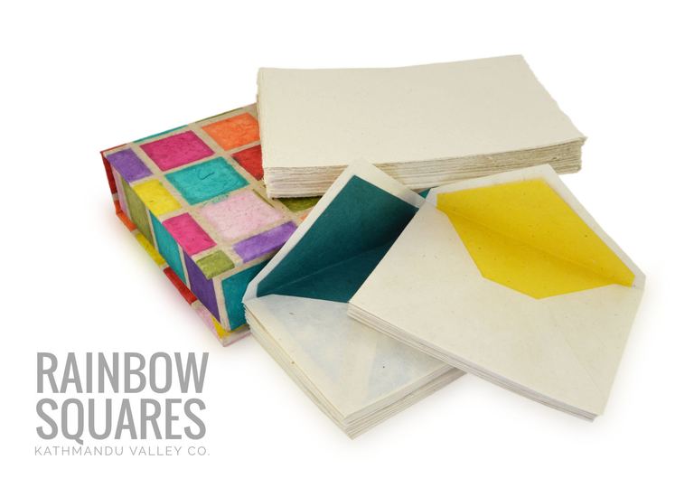 Kathmandu Valley Co. Stationery Gift Box Set Rainbow Squares