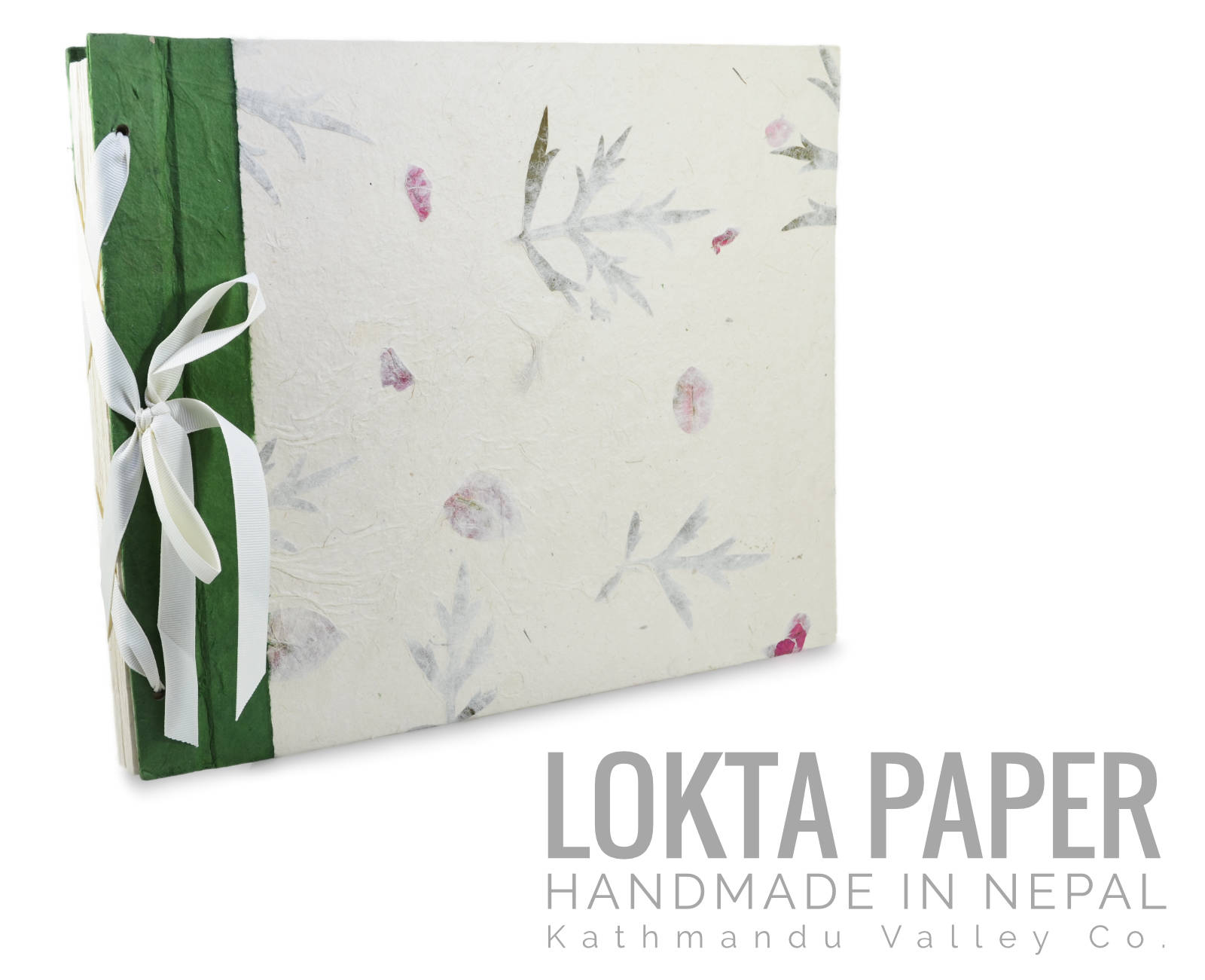 Handmade Lokta paper scrapbook with natural petals