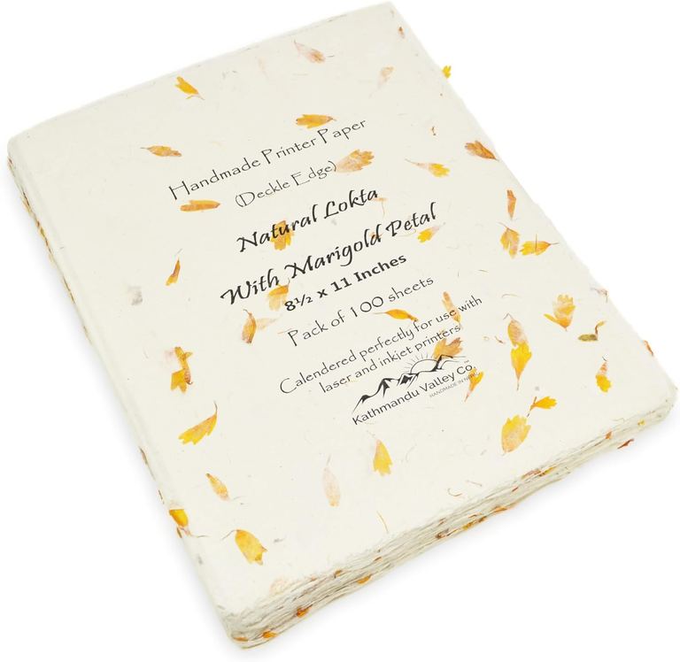 Marigold Lokta Paper with Deckle Edge for vintage prints