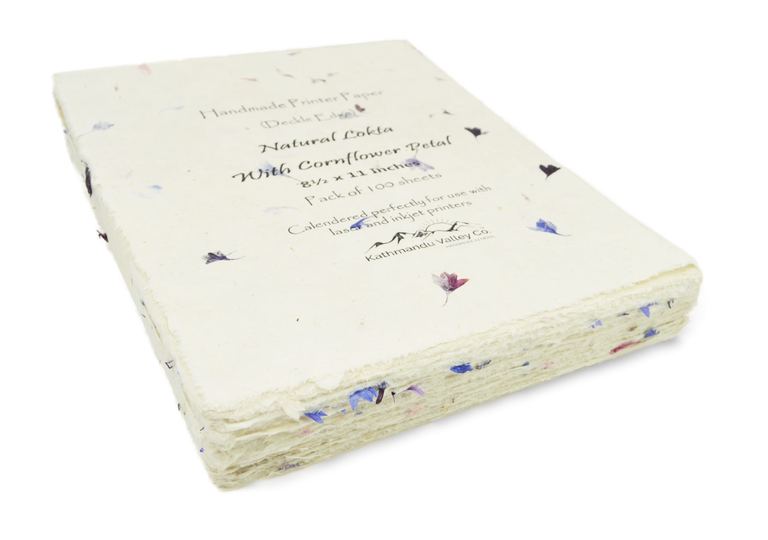 Cornflower lokta printer paper with deckle edges