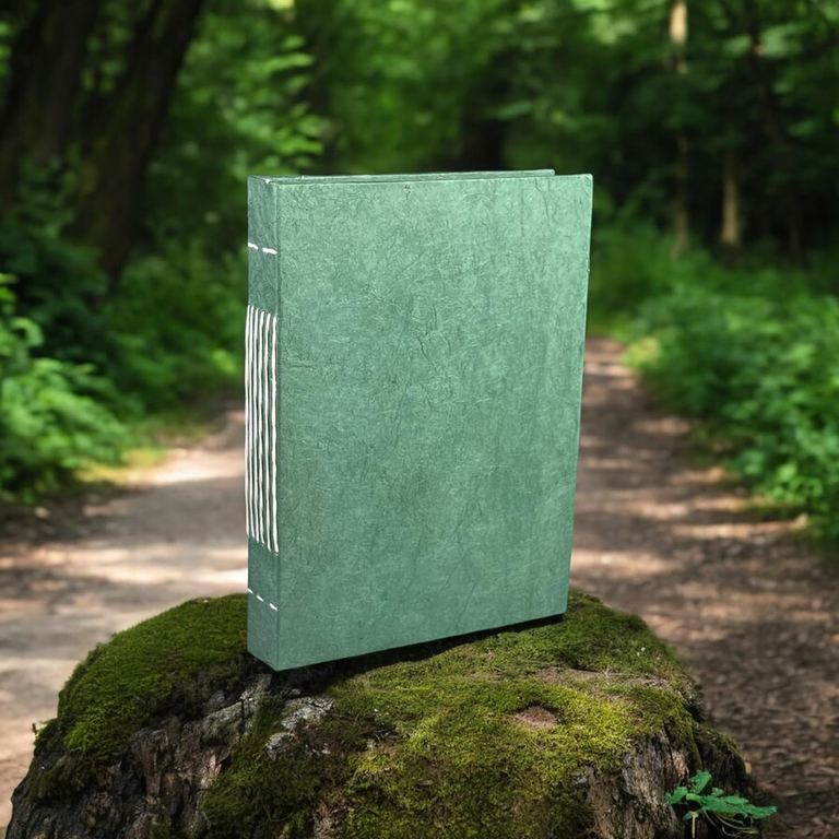 The medium Sage Nepali Keeper standing on a mossy stump beside a forest path